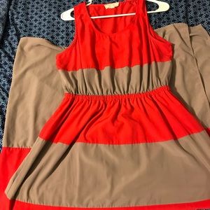 Coral and gray maxi dress